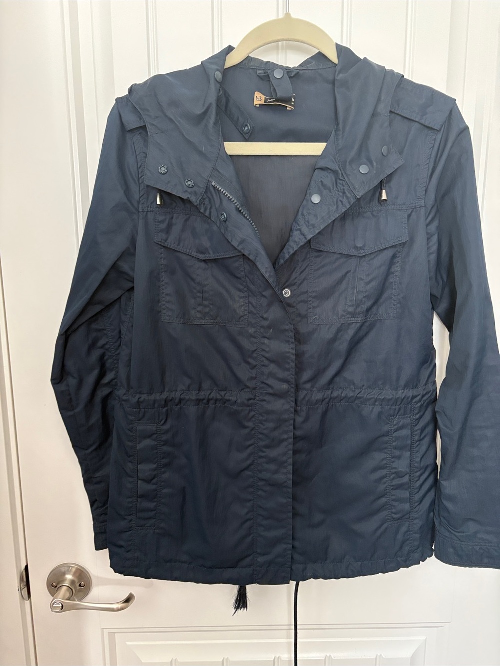 Julia Bergovich Women’s M Navy Hooded Utility Jacket Lightweight Anorak